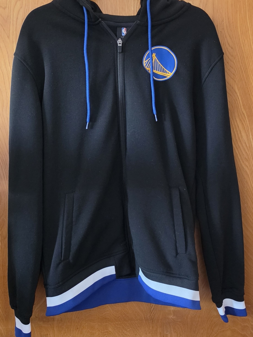 NBA Black Full-Zip Windbreaker Hoodie with Blue Accents